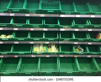 LONDON, UK - March 14th 2018: Empty Products Shelves In A Co-op Food Store