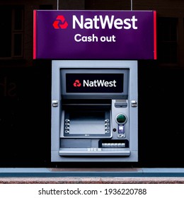 London UK, March 15 2021, NatWest Cash Point ATM Machine With No People