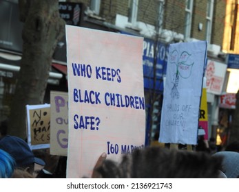 London, UK - March 18th 2022: Demonstrators Gather Outside Stoke Newington Police Station In Protest At The Strip Search Of Black School Girl Child Q