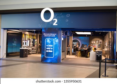 London, UK - March 2019: O2 Mobile Phone Shop Inside The O2 Arena