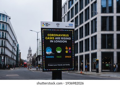 London, UK - March 2021. Sign In Central London During Third National Lockdown During Coronavirus Covid-19 Pandemic