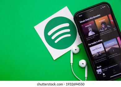 LONDON, UK - March 2021: Spotify Music And Audio Streaming Service Logo