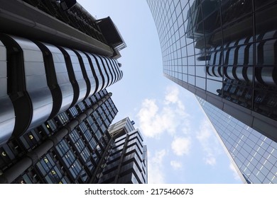 London, UK - March 23, 2022: A Low Angle Upwards View Of The Lloyds Of London Insurance Building In Central London, UK.