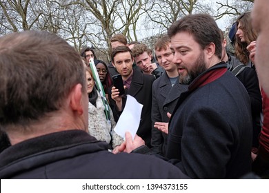 London, UK - March 25 2018: Controversial Youtuber Carl Benjamin, Known Online As Sargon Of Akkad, Is Seen Giving A Speech At Speakers' Corner In March 2018.
