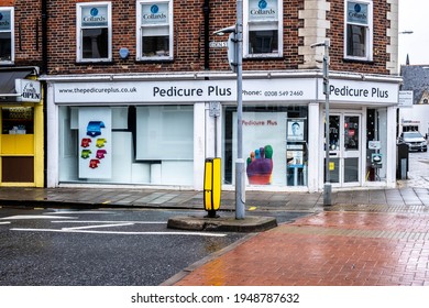 London UK, March 26 2021, Empty High Street With Closed Shops Or Stores During Covid-19 Coronavirus Lockdown