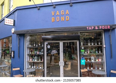 London, UK - March 5 2022: Vagabond tap and pour winery, Fulham, West London