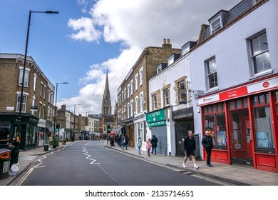 London, UK - March 5 2022: Stoke Newington High Street, North East London, England