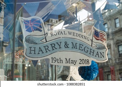 LONDON, UK - MAY 11th 2018: Shop Display Celebrating The Royal Wedding Of Prince Harry And Meghan Markle.