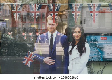 LONDON, UK - MAY 11th 2018: Shop Display Celebrating The Royal Wedding Of Prince Harry And Meghan Markle.