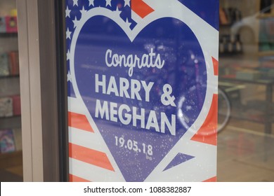 LONDON, UK - MAY 11th 2018: Shop Display Celebrating The Royal Wedding Of Prince Harry And Meghan Markle.