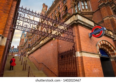 London, UK - May 12 2018: St Pancras station is a central London railway terminus. It is the terminal station for Eurostar continental services from London to France, Belgium and Netherlands