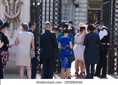 LONDON, UK - MAY 15th 2018: Guests Arrive For The First Queens Garden Party Of The Season At Buckingham Palace