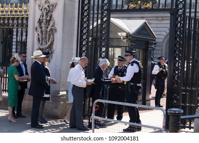 LONDON, UK - MAY 15th 2018: Guests Arrive For The First Queens Garden Party Of The Season At Buckingham Palace