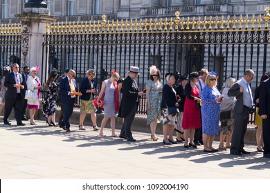 LONDON, UK - MAY 15th 2018: Guests Arrive For The First Queens Garden Party Of The Season At Buckingham Palace