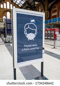 London, UK. May 16th 2020: Liverpool Street Underground Train Station. A New Commuter Information Board, Advice To 