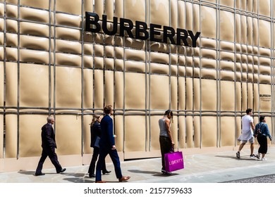 London Uk May 18 2022 Bond Street Burberry Temporary Store Front.