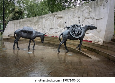 London, UK, May 2014 - The Animals in War memorial in Park Lane, London, UK