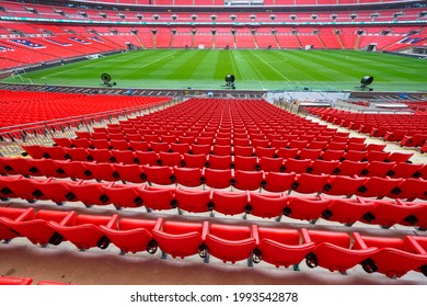 London, UK - May 2016: Red Tribunes At Wembley Arena