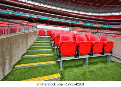 London, UK - May 2016: Red Tribunes At Wembley Arena