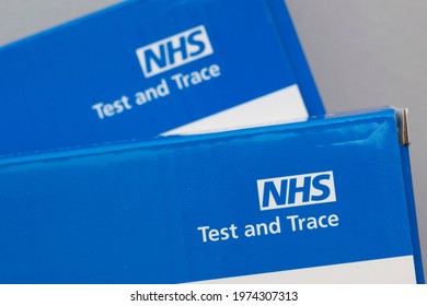 LONDON, UK - May 2021: NHS Test And Trace Covid-19 Home Test Kit