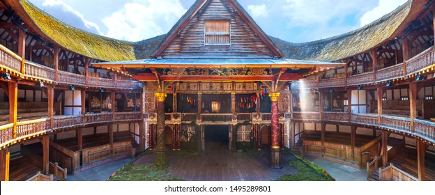 London, UK - May 22 2018: Shakespeare's Globe is a reconstruction of the Globe Theatre, associated with William Shakespeare, in the London Borough of Southwark. The original theatre was built in 1599