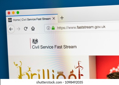 LONDON, UK - MAY 23RD 2018: The Homepage Of The Official Website For The Civil Service Fast Stream, On 23rd May 2018.