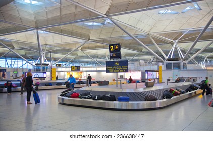 LONDON, UK - MAY 28, 2014: Stansted Airport, Luggage Waiting Area