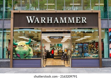 London, UK- May 3, 2022: The Warhammer store on Tottenham Court Road in London
