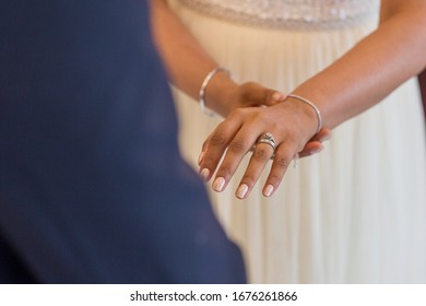 London UK - May 31, 2017. Indian Bride With Her Wedding Ring On. 