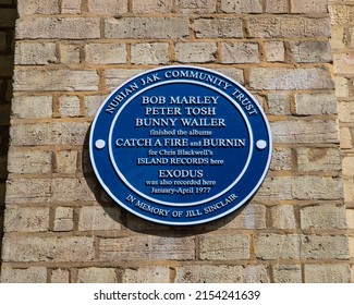 London, UK - May 5th 2022: A Plaque On Basing Street In London, UK, Marking The Location Where Bob Marley, Peter Tosh And Bunny Wailer Recorded Music.