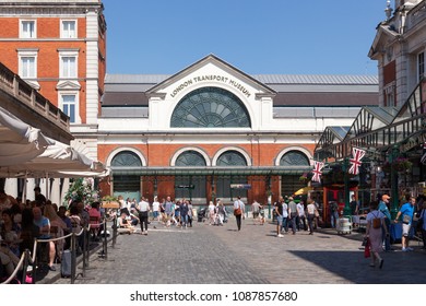 LONDON, UK - MAY 7, 2018: Outside View Of The London Transport Museum In Covent Garden On A Sunny Day.