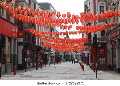 London / UK - May 8 2020: Empty Chinatown In Central London Taken During Covid 19 Lockdown