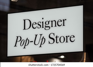 London, UK - November 03 2018: A Sign Outside In Shoreditch Indicates There Is A Pop Up Designer Store Inside.