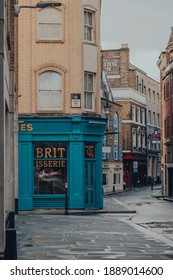 London, UK - November 19, 2020: View Of Closed Epic Pies Britisserie, A Traditional Pie Shop On Addle Hills In St. Pauls Industrial Chic Surrounds, 
Selective Focus.