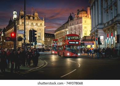 London, UK - November 2017. View Of Piccadilly Circus At Night.