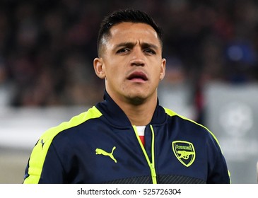 LONDON, UK - NOVEMBER 23, 2016: Alexis Sanchez pictured prior to the UEFA Champions League Group A game between Arsenal FC and Paris Saint Germain on Emirates Stadium.