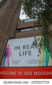 London, UK - November 5, 2019 - View Of The Entrance To The Tate Modern Art Gallery With The Billboard About 