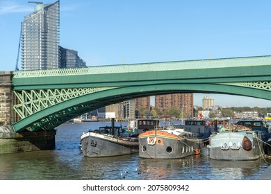 London, UK - November 5 2021: Battersea Railway Bridge, London