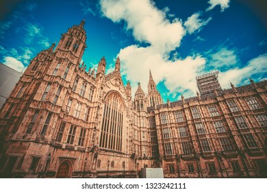 London, UK - Oct 22, 2017 : Close view of  Westminster Hall in London.