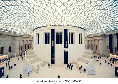 LONDON, UK - Oct 22: British Museum Interior On October 22, 2013 In London, UK. Established In 1753 With Collection Of 8 Million, It Is Among The Largest In The World.