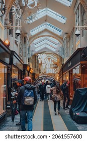 London, UK - October 02, 2021: No Time To Die 007 Installation In Side Burlington Arcade, Original Department Store That Is Home To Luxury Watch And Jewellery Boutiques, Perfumers And Fashion Houses.