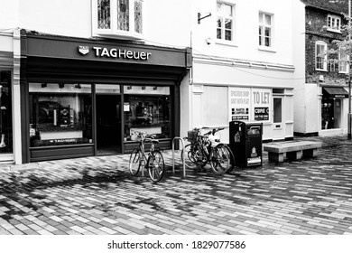 London UK October 06 2020, TAG Heuer Luxury Goods Shop Front With No People