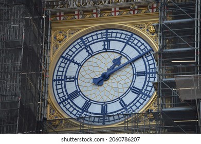 London, UK. October 14, 2021. Big Ben - Elizabeth Tower is undergoing restoration and is covered in scaffolding, due to be completed in 2022.
