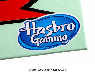 LONDON, UK - OCTOBER 15TH 2015: The Hasbro Gaming company logo, on 15th October 2015.  Hasbro is one of the largest toy makers in the world with the majority of its products manufactured in East Asia.