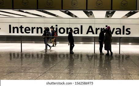 London, UK - October 17 2019: International Arrivals At London Heathrow Airport Terminal 5