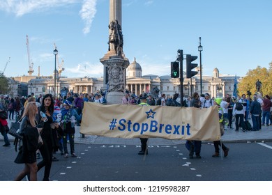 London, UK - October 20, 2018 - Stop Brexit banner at the People's Vote march