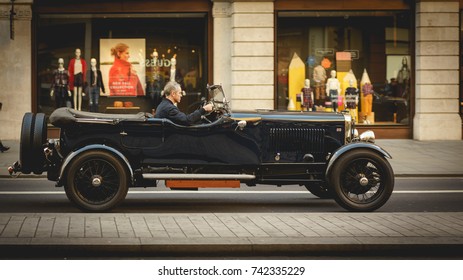 London, UK - October 2017. A Retro 1920s Buggy Car Along Regent Street.