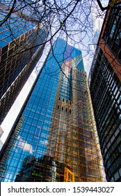 London, UK, October 22 2019: 122 Leadenhall Street From Rear With Aviva Building And Hiscox