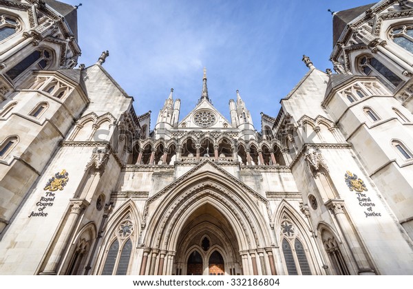 LONDON, UK - OCTOBER 25, 2015: Known as The Law\
Courts, The Royal Courts of Justice houses the High Court and Court\
of Appeal of England and Wales. Many high profile cases have been\
carried out here.