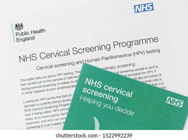 London / UK - October 5th 2019 - Cervical Screening Information Letter And Booklet From The NHS